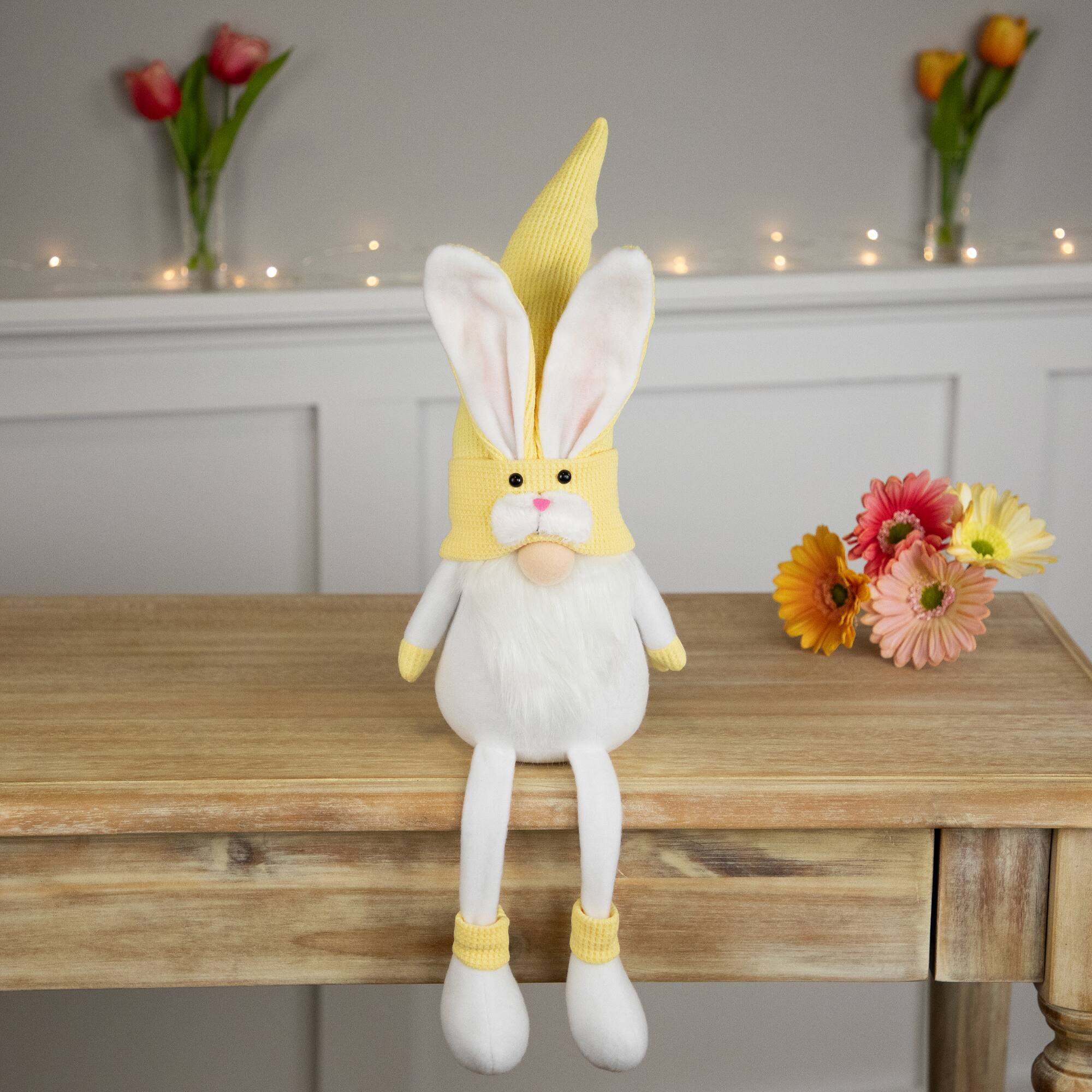 Alt View 1. Northlight - Sitting Bunny Gnome Easter Figurine - 20" - Yellow - Yellow.