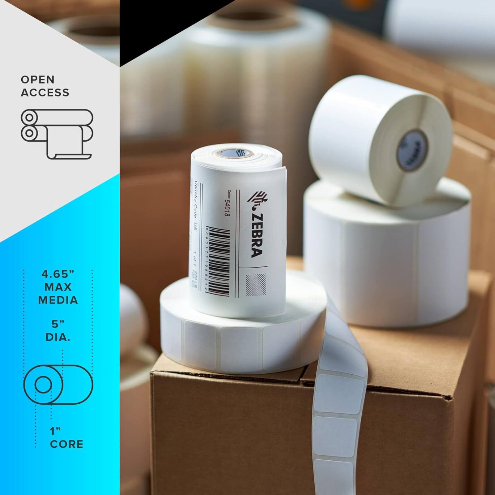 OPEN ACCESS  
4.65" MAX MEDIA  
5" DIA.  
1" CORE