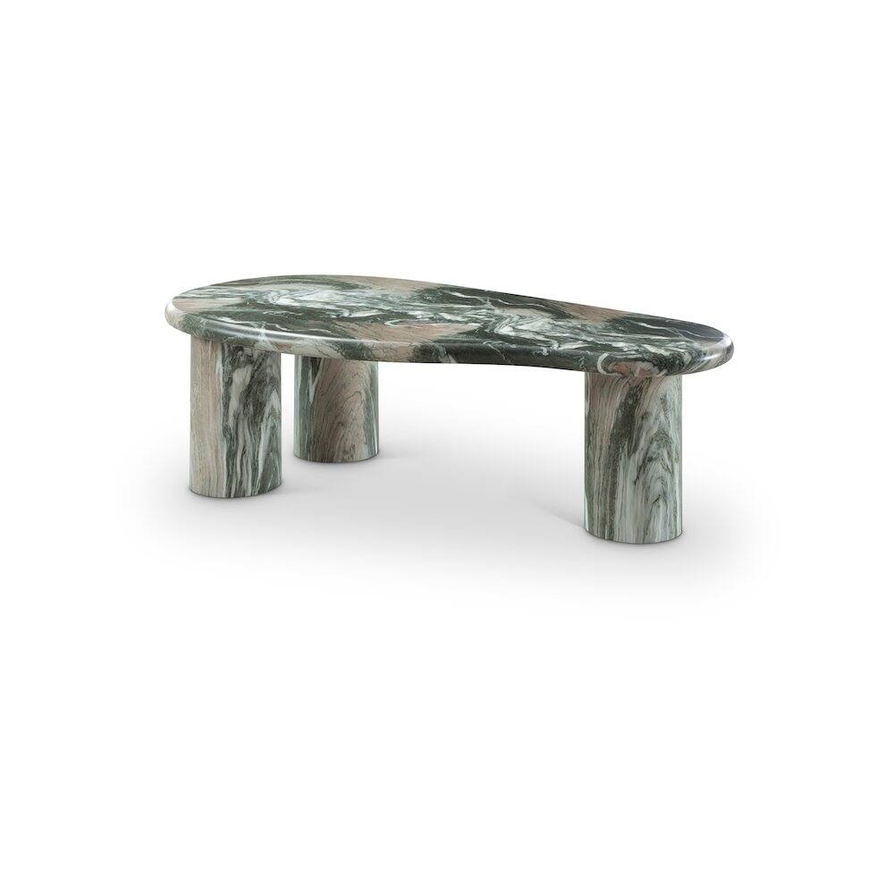 Front. Meridian Furniture - Sassari Green Marble Finish Concrete Coffee Table - Green.