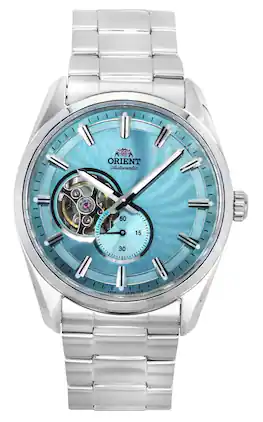 Orient - Classic Contemporary Stainless Steel Light Open Heart Dial Automatic RA-AR0009L Men's Watch - Blue