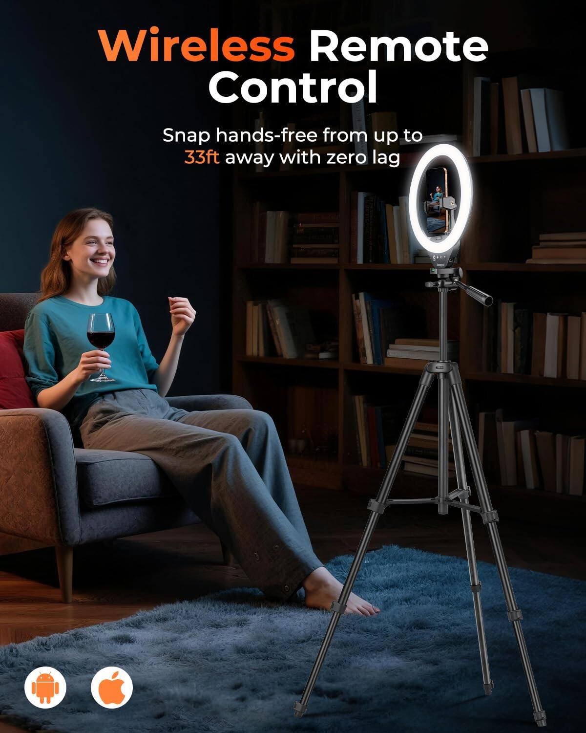 Wireless Remote Control

Snap hands-free from up to 33ft away with zero lag