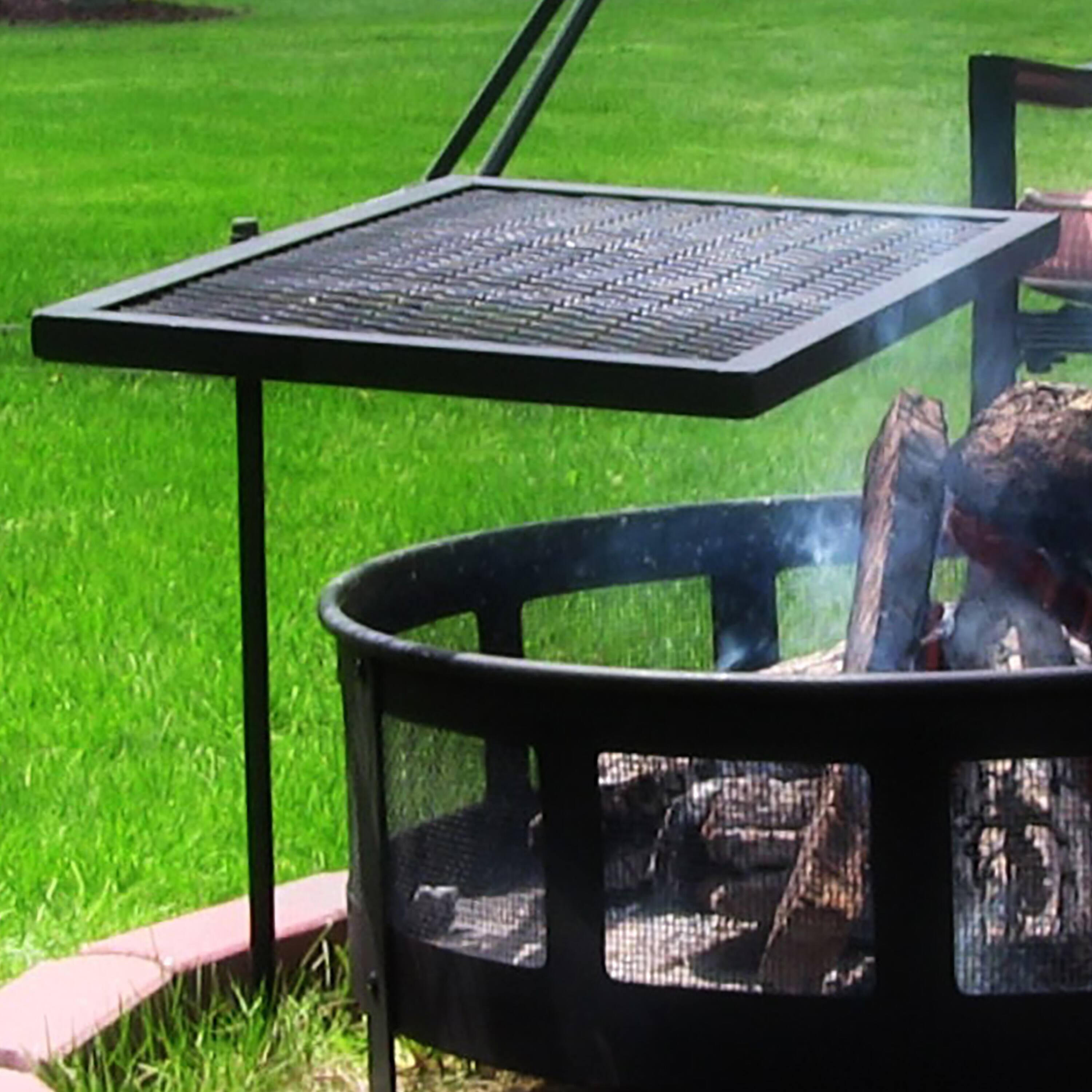 Alt View 1. Sunnydaze - 24 in Steel Fire Pit Cooking Swivel Grill with Heat Resistance - Black.