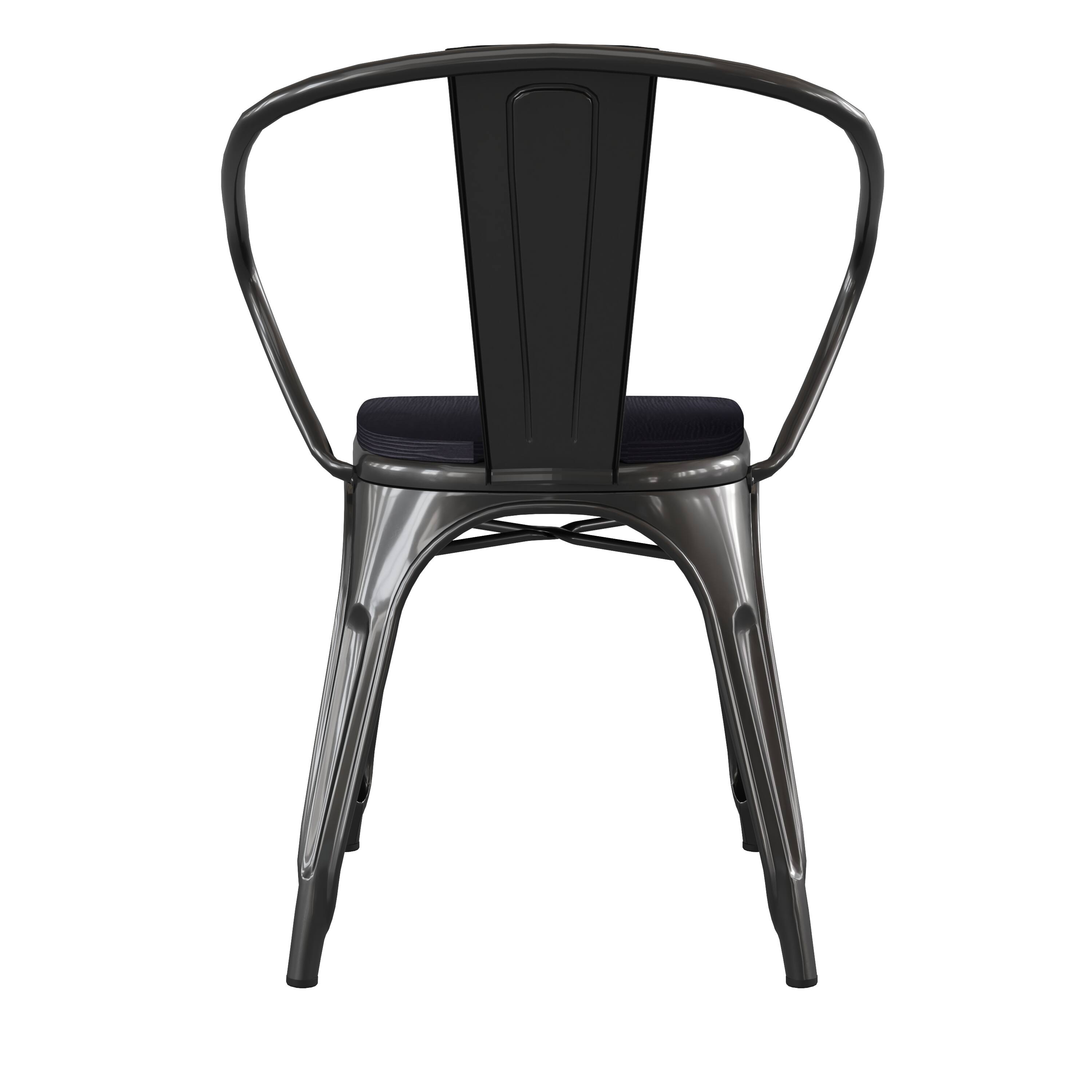 Alt View 17. Alamont Home - Luna All-Weather Metal Stack Chair with Arms and Poly Resin Seat - Black/Black - Black/Black.