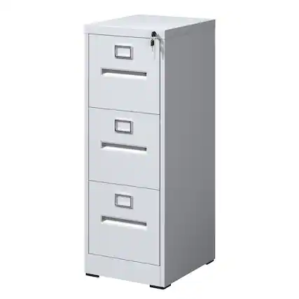 Front. APRILSOUL - 3 Drawer File Cabinet with Lock Metal Vertical File Cabinet Office Home, A4 Legal/Letter Size Narrow File Cabinet Locked.