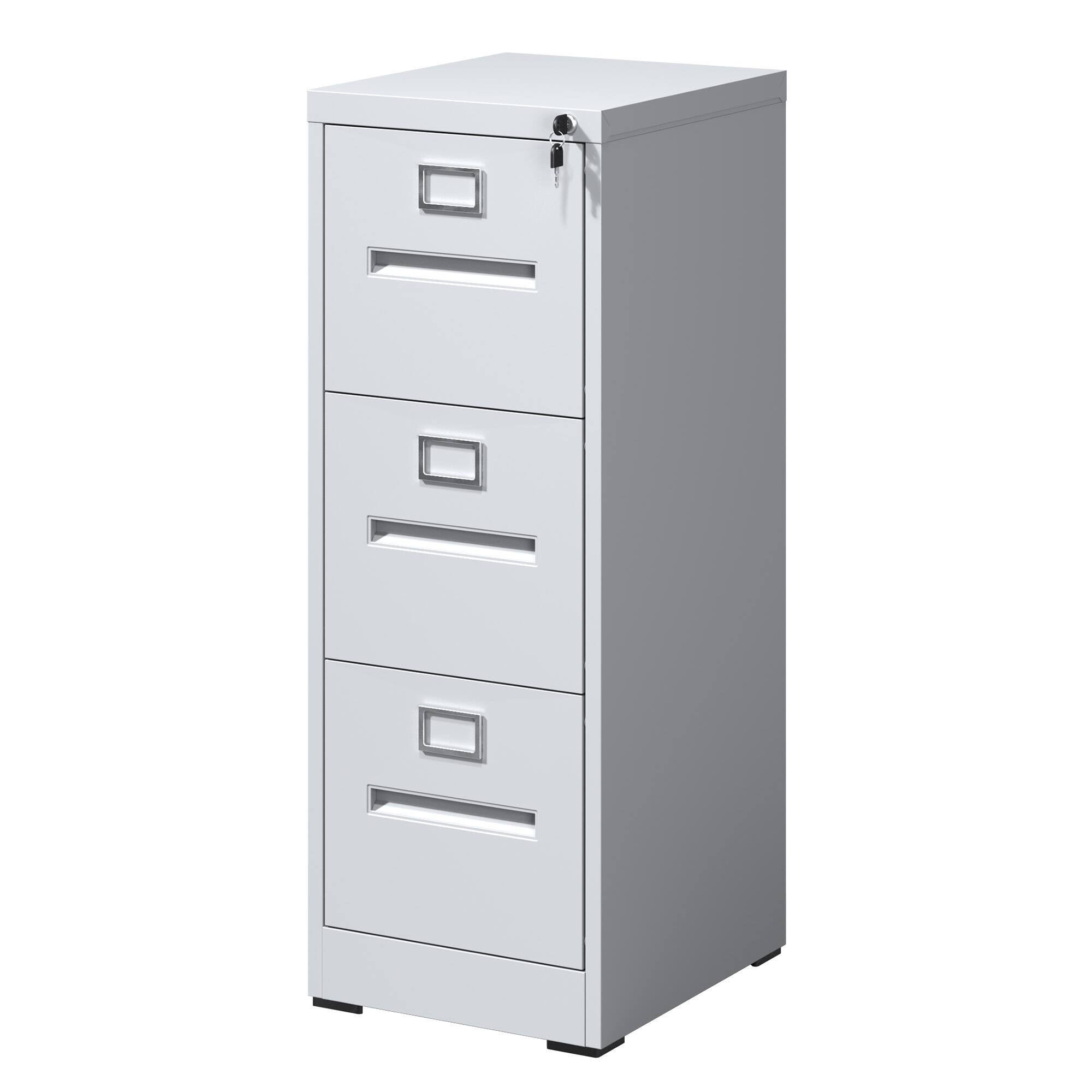 APRILSOUL - 3 Drawer File Cabinet with Lock Metal Vertical File Cabinet Office Home, A4 Legal/Letter Size Narrow File Cabinet Locked