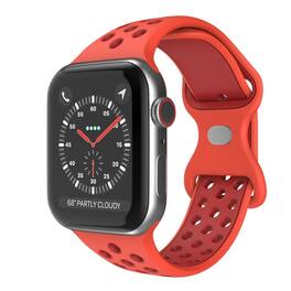 StrapsCo - ColorBlock Active Strap Silicone Rubber Watch Band For Apple Watch - 40mm/41mm/42mm (Short-Medium) - Light Red