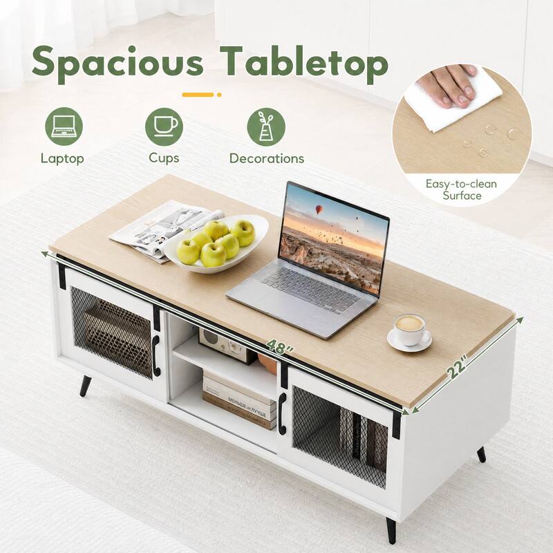 Spacious Tabletop

Laptop
Cups
Decorations

Easy-to-clean Surface

48"  
22"