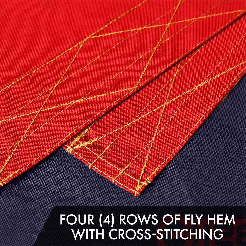 FOUR (4) ROWS OF FLY HEM WITH CROSS-STITCHING