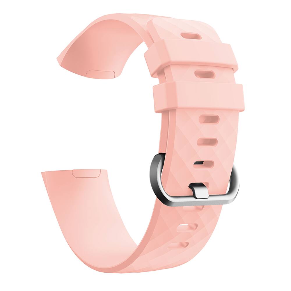 Left. StrapsCo - Active Band Silicone Rubber Watch Strap For Fitbit Charge 3 & Charge 4 (Short-Medium) - Pink.
