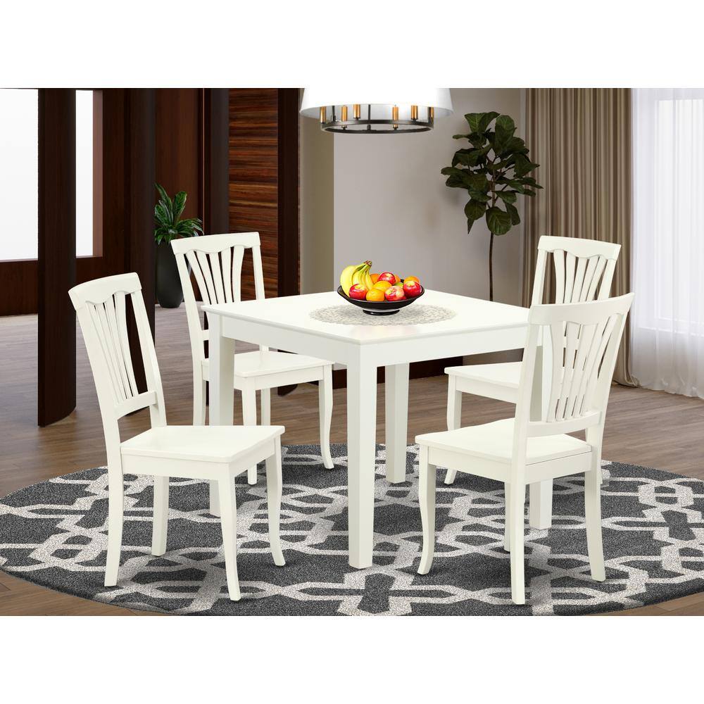 Left. East West Furniture - Dining Room Set Linen White - Brown.