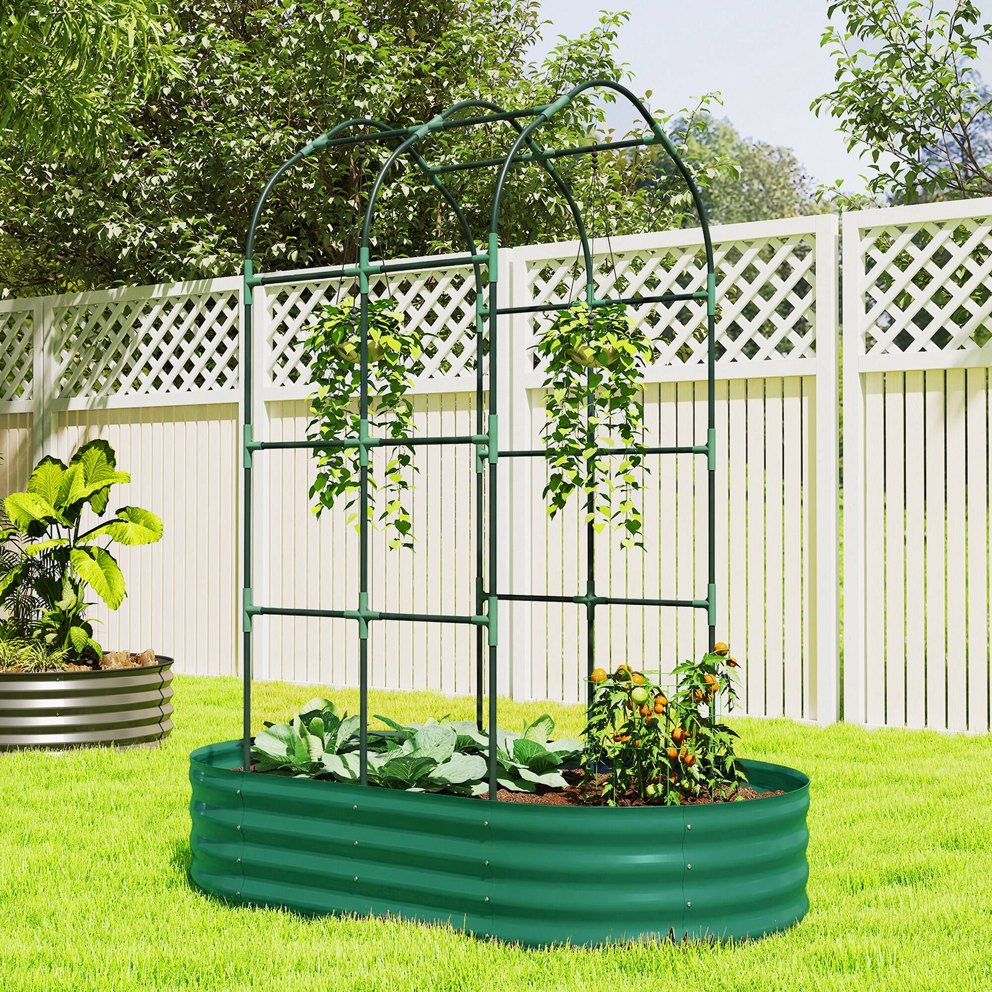 Alt View 1. Outsunny - Raised Garden Bed with Arched Trellis.