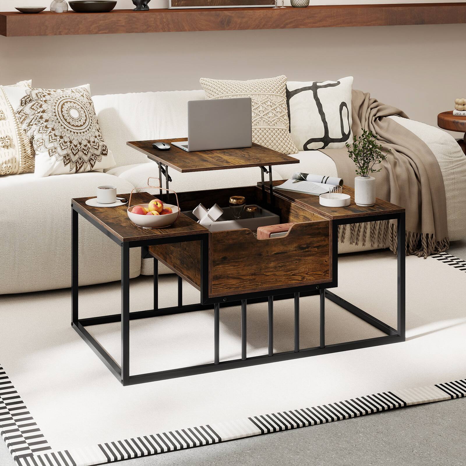 Alt View 1. Gymax - Gymax Lift Top Coffee Table Modern Center Table Accent Tea Table for Living Room - Brown.