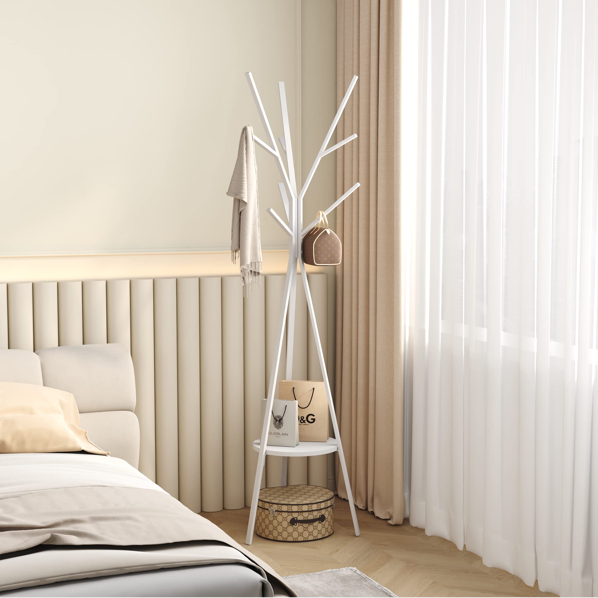 Alt View 1. Hirose Alice - Coat Rack Hat Stand Free Standing Display Hall Tree Metal Hanger Garment Storage Holder With 9 Hooks For - Pink.