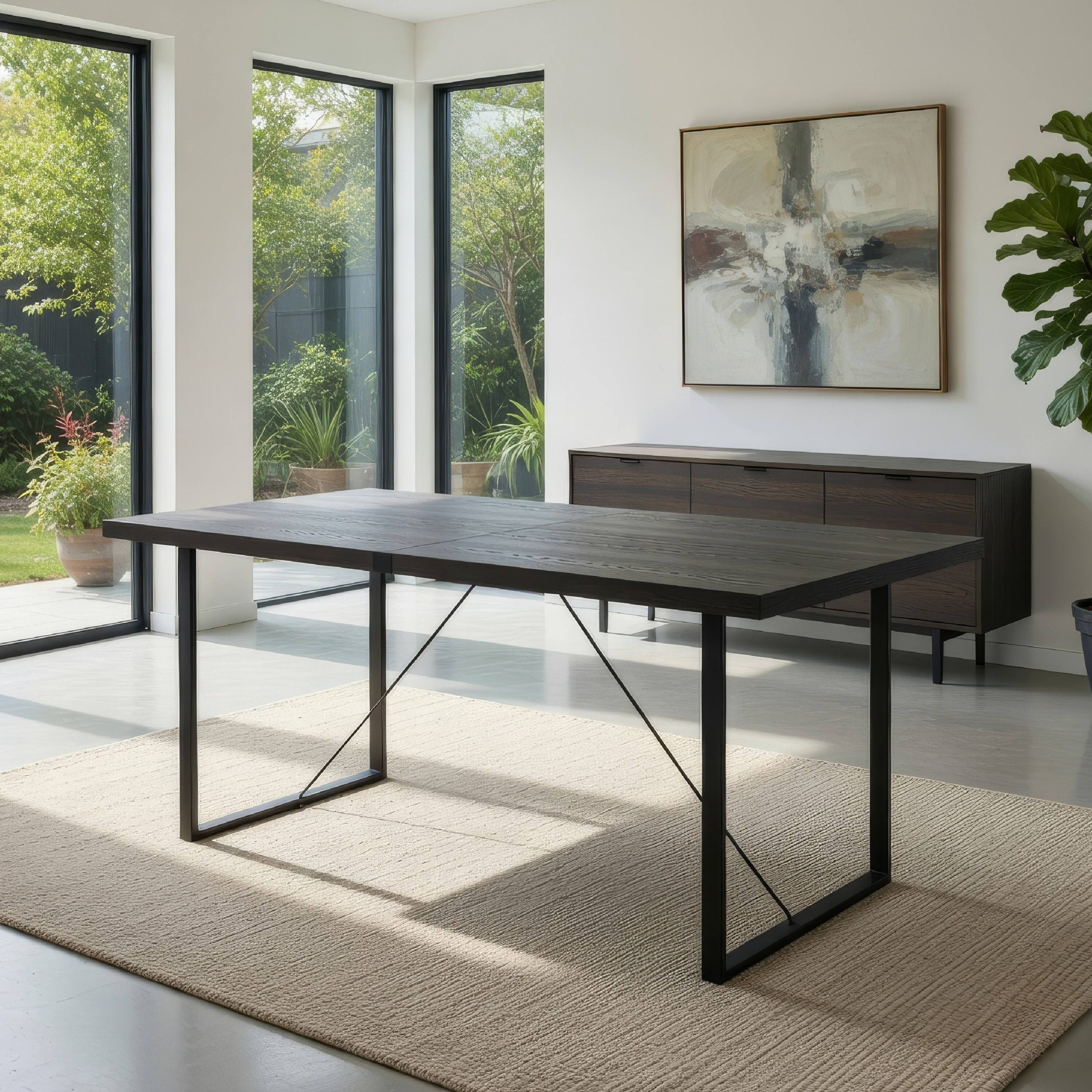 Alt View 7. Manhattan Lane - Dining Table with Rectangular Metal Inserted Top and Sled Base - Gray.