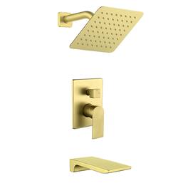 Boyel Living - 2-Function Brass Pressure Balance Valve 8 Inch SUS304 Top Spray Waterfall Spout Dual Water Outlet - Brushed Gold