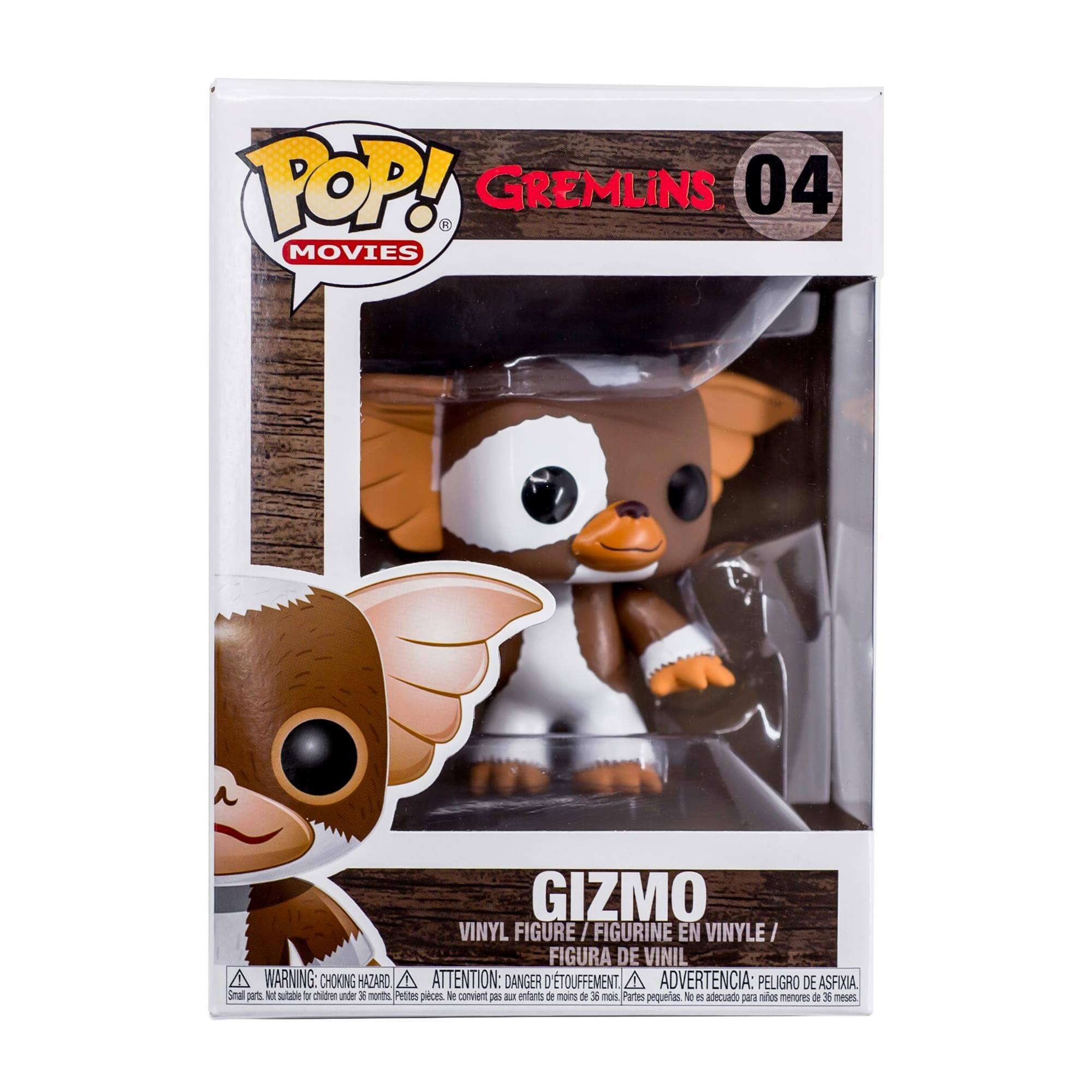 **POP! Movies**  
**Gremlins 04**

**Gizmo**  
Vinyl Figure / Figurine en Vinyle / Figura de Vinil

**Warning: Choking Hazard**  
**Attention: Danger de suffocation**  
**Advertencia: Peligro de asfixia**  
Small parts. Not suitable for children under 3 years.  
Petites pièces. Ne convient pas aux enfants de moins de 3 ans.  
Partes pequeñas. No es adecuado para niños menores de 36 meses.