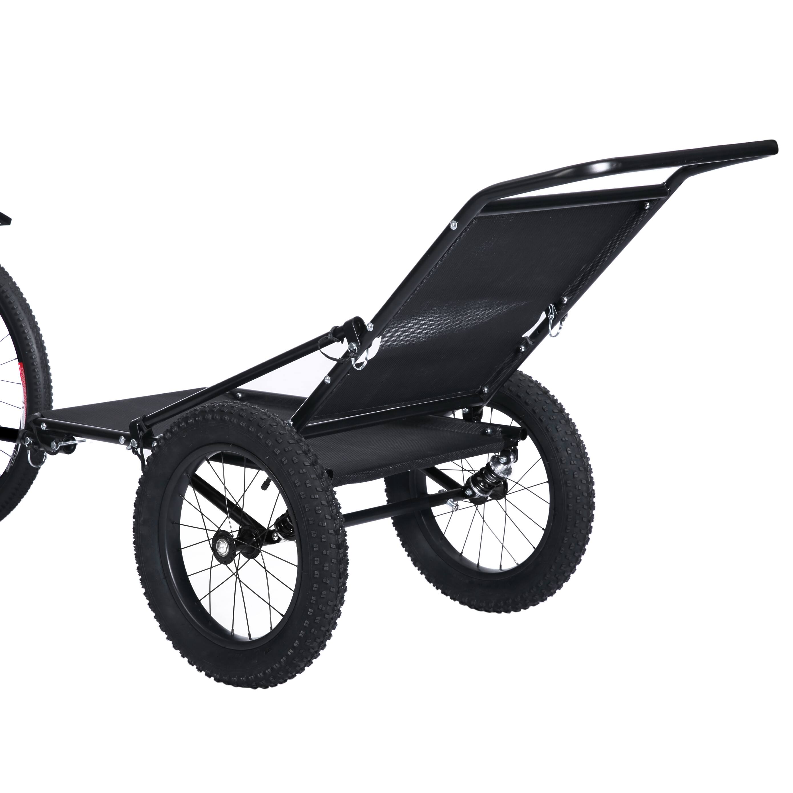 Angle. Jupiter Bikes - Fat Tire Utility Bike Trailer - All-Terrain Gear and Equipment Hauler w/ Suspension, 220 lb Load - Universal Hitch - Black.