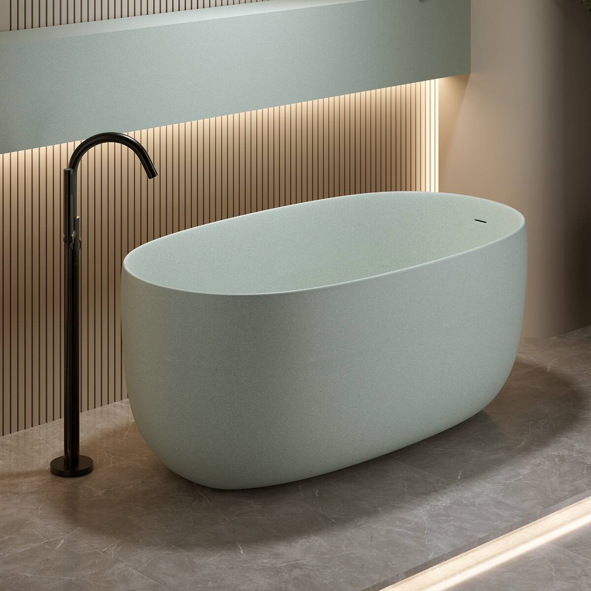 Front. Loheer - Loheer 47 in Freestanding Solid Surface Soaking Bathtub with Overflow and Pop Up Drain Turquoise Green - Turquoise Green.