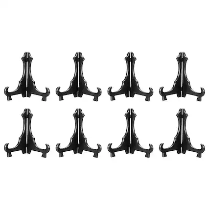 Front. Unique Bargains - 8pcs Acrylic Easels Plate Stands 6.1 Inch Folding Display Holder for Frames Pictures Magazines - Black.