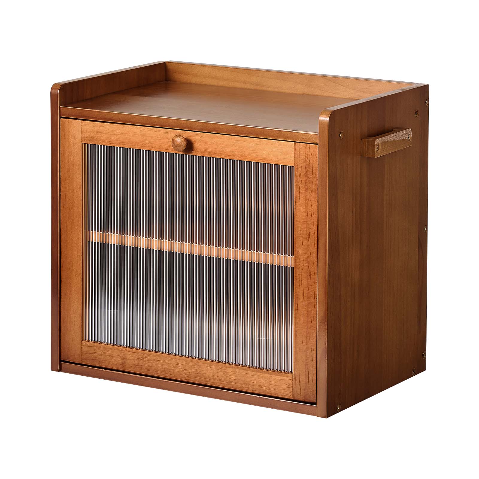 Alt View 5. VEVOR - Bread Box for Kitchen Counter Wood Storage Compact Container Brown, for Homemade Bread, Under Cabinet, and Pantry - Brown.