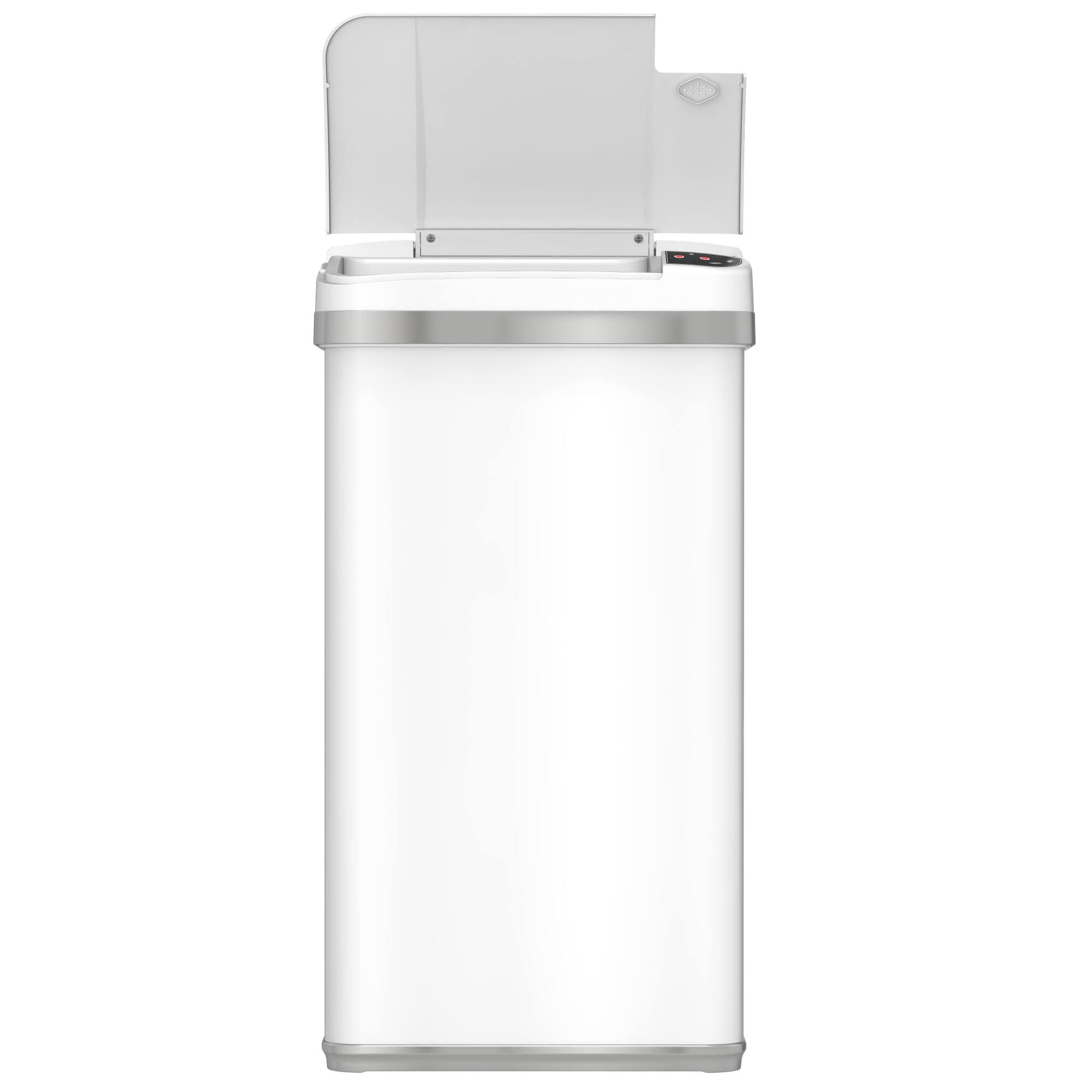 Alt View 15. iTouchless - 4 Gallon Touchless Sensor Trash Can with AbsorbX Odor Control and Fragrance, White Stainless Steel Bathroom Garbage Bin - Pearl White.