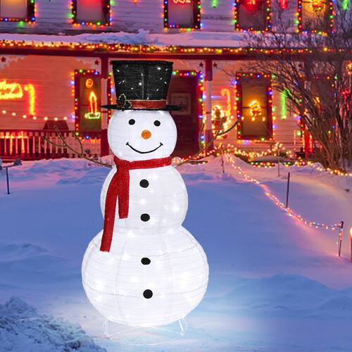Alt View 7. Winado - 4FT Christmas Snowman Snow Fleece with LED Lights, Imitated Branch Hand for Indoor Outdoor Holiday Party Decorations - White.