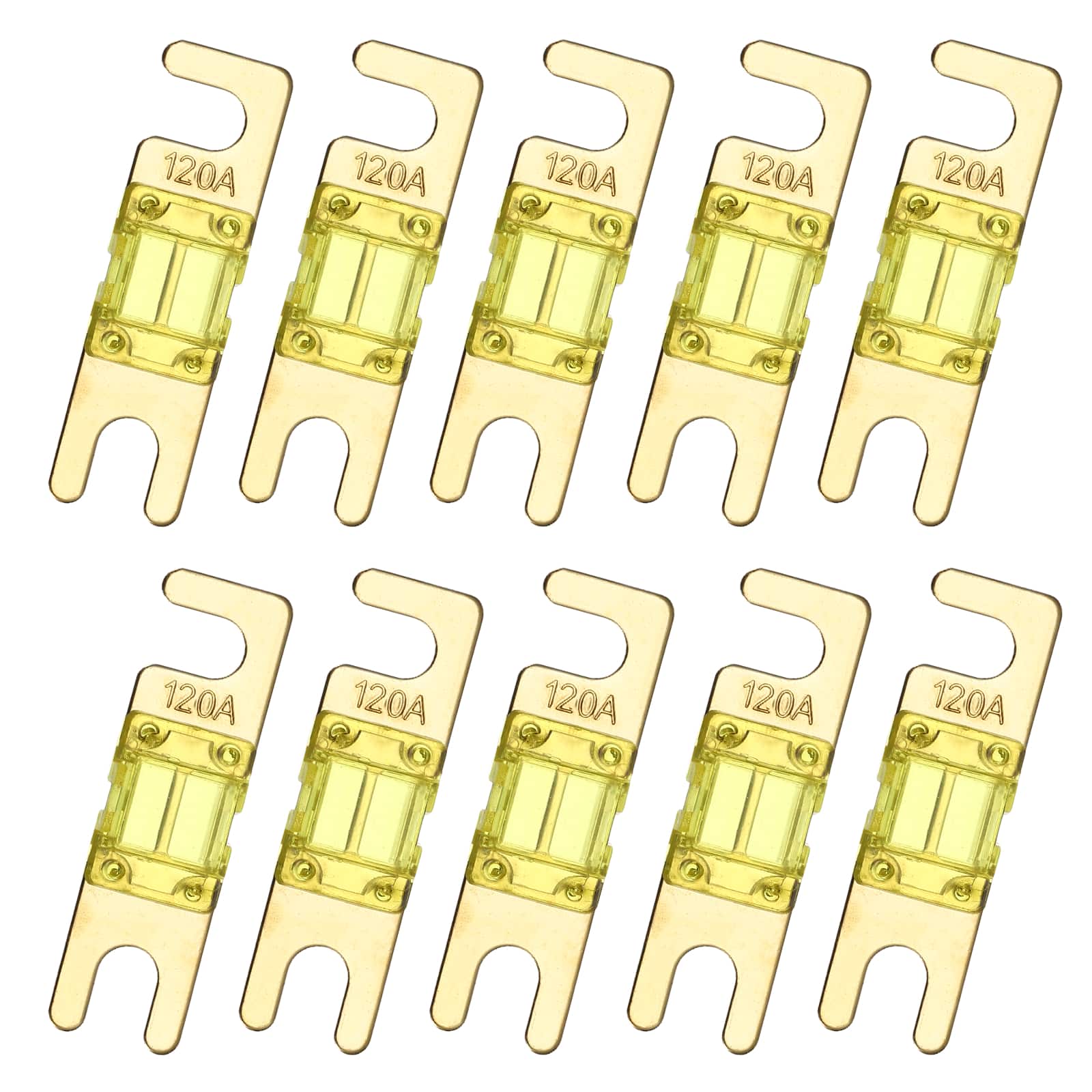 Unique Bargains - 10pcs 120A 125V Mini ANL Fuse Replacement, Electrical Protection Blade Fuse for Automotive Marine Audio Video System - Yellow price history on PriceWatchPro