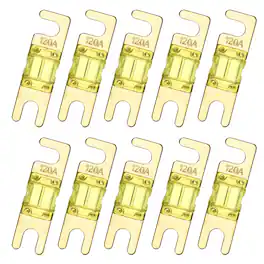 Unique Bargains - 10pcs 120A 125V Mini ANL Fuse Replacement, Electrical Protection Blade Fuse for Automotive Marine Audio Video System - Yellow