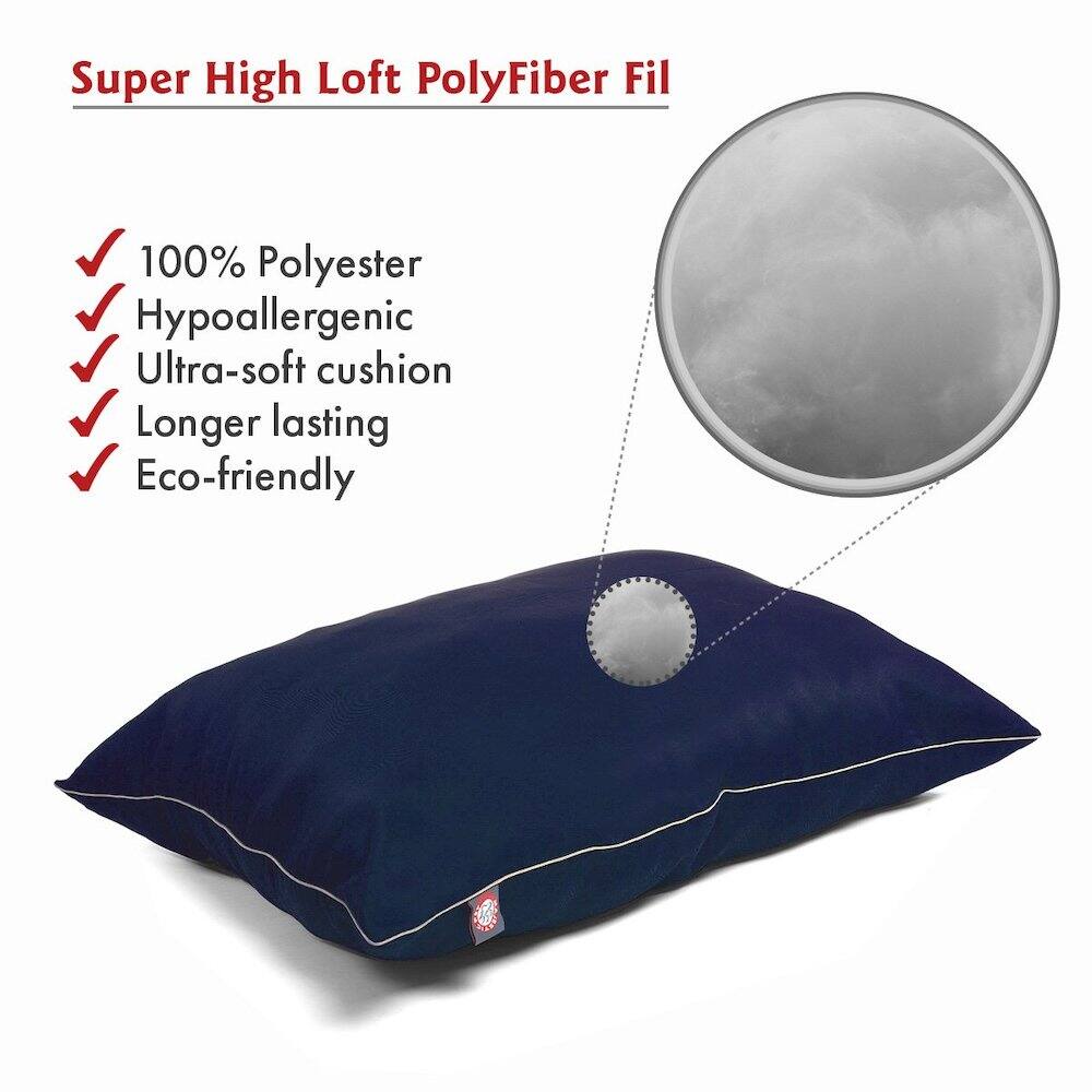 Super High Loft PolyFiber Fil

- 100% Polyester
- Hypoallergenic
- Ultra-soft cushion
- Longer lasting
- Eco-friendly