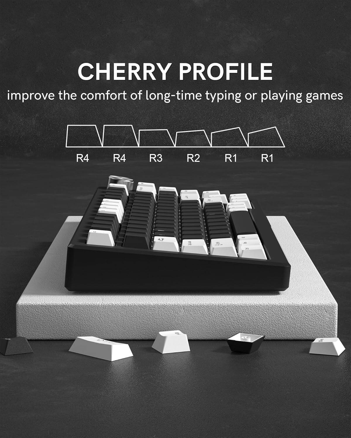 CHERRY PROFILE  
improve the comfort of long-time typing or playing games  

R4 R4 R3 R2 R1 R1