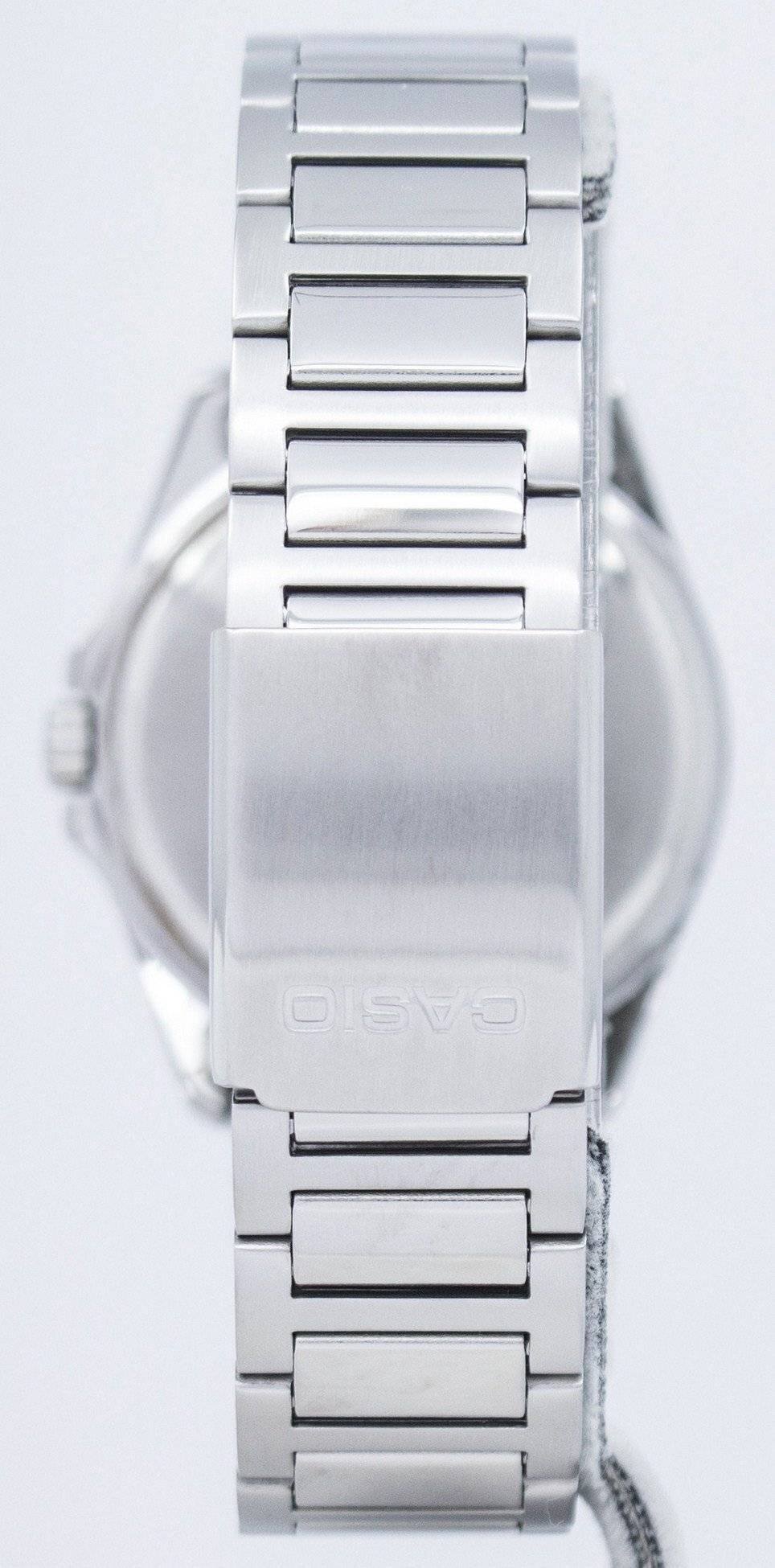 Back. Casio - Quartz MTP-1370D-1A1V Stainless Steel Men's Watch Black Dial 50M - Silver, Black.