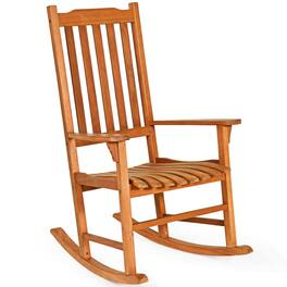 Costway - Outdoor Eucalyptus Rocking Chair Single Rocker for Patio Deck Garden - Natural