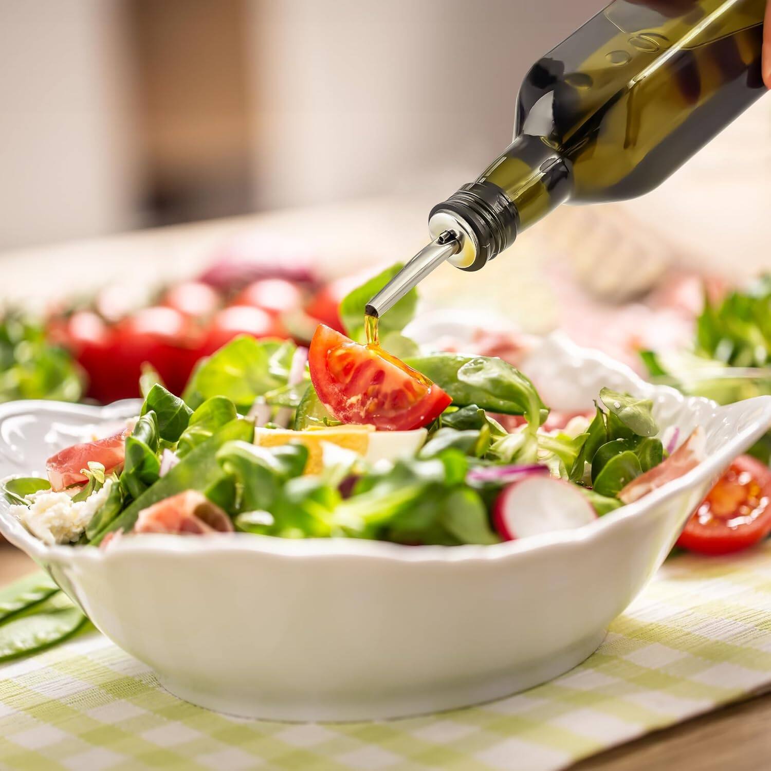 Alt View 2. Zulay Kitchen - Zulay Kitchen 1 Pack Glass Oil Container with Spout, Pourers and Funnel - Green.