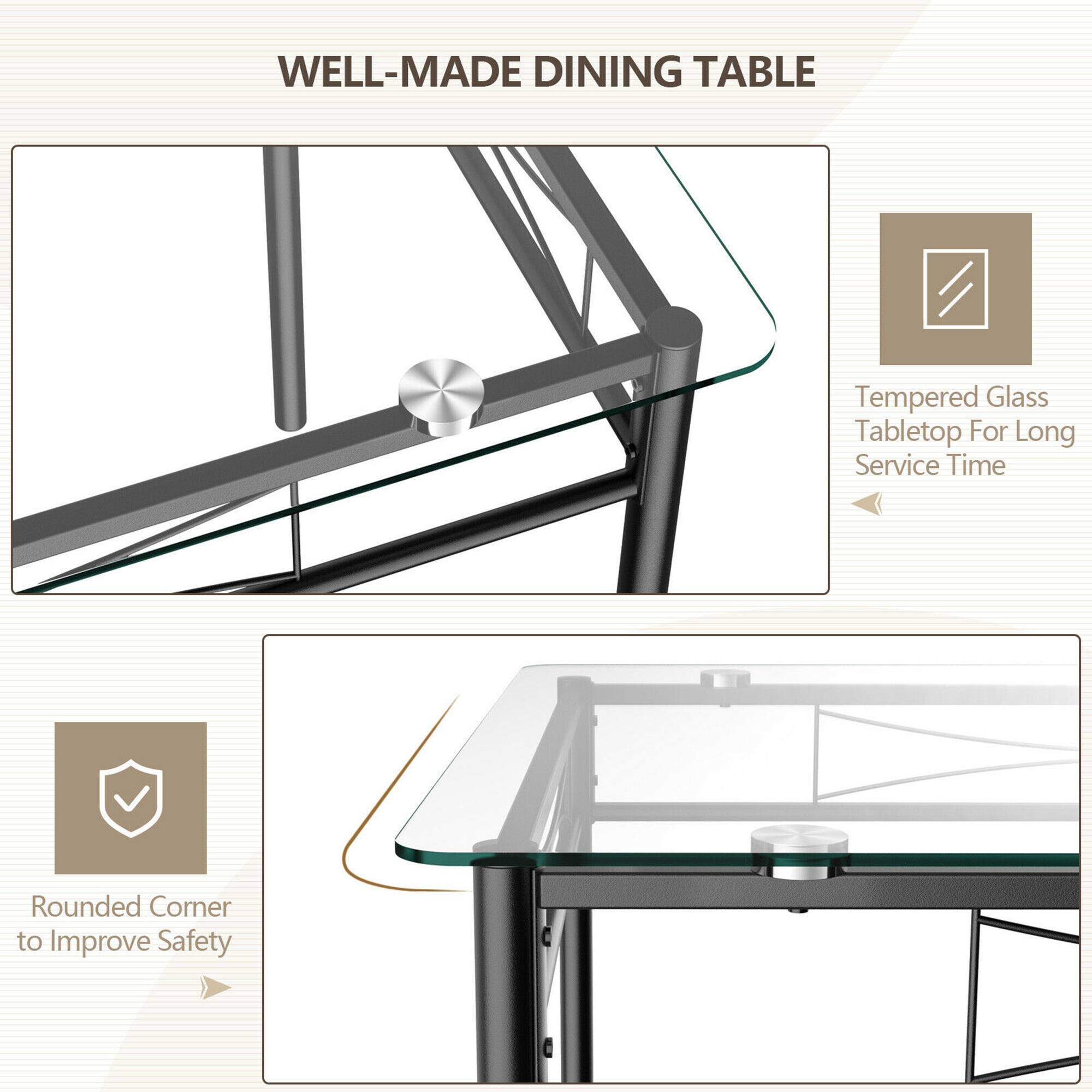 WELL-MADE DINING TABLE

- Tempered Glass Tabletop For Long Service Time
- Rounded Corner to Improve Safety