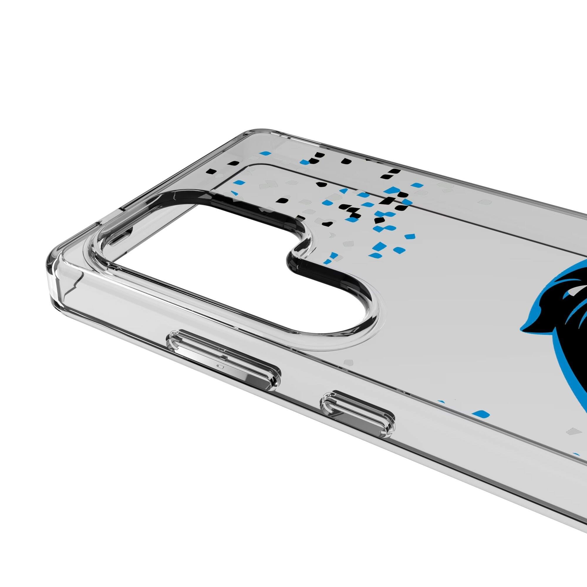 Alt View 2. Keyscaper - Carolina Panthers Galaxy Clear Case with Confetti Design - S23 - Multicolor.