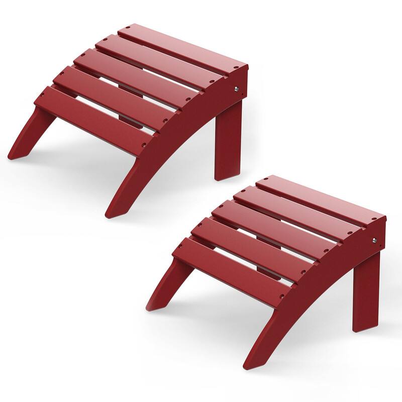 Front. FODINGHILL - HDPE Adirondack Ottoman Set of 2, All weather Footrest for Patio & Garden - Red.