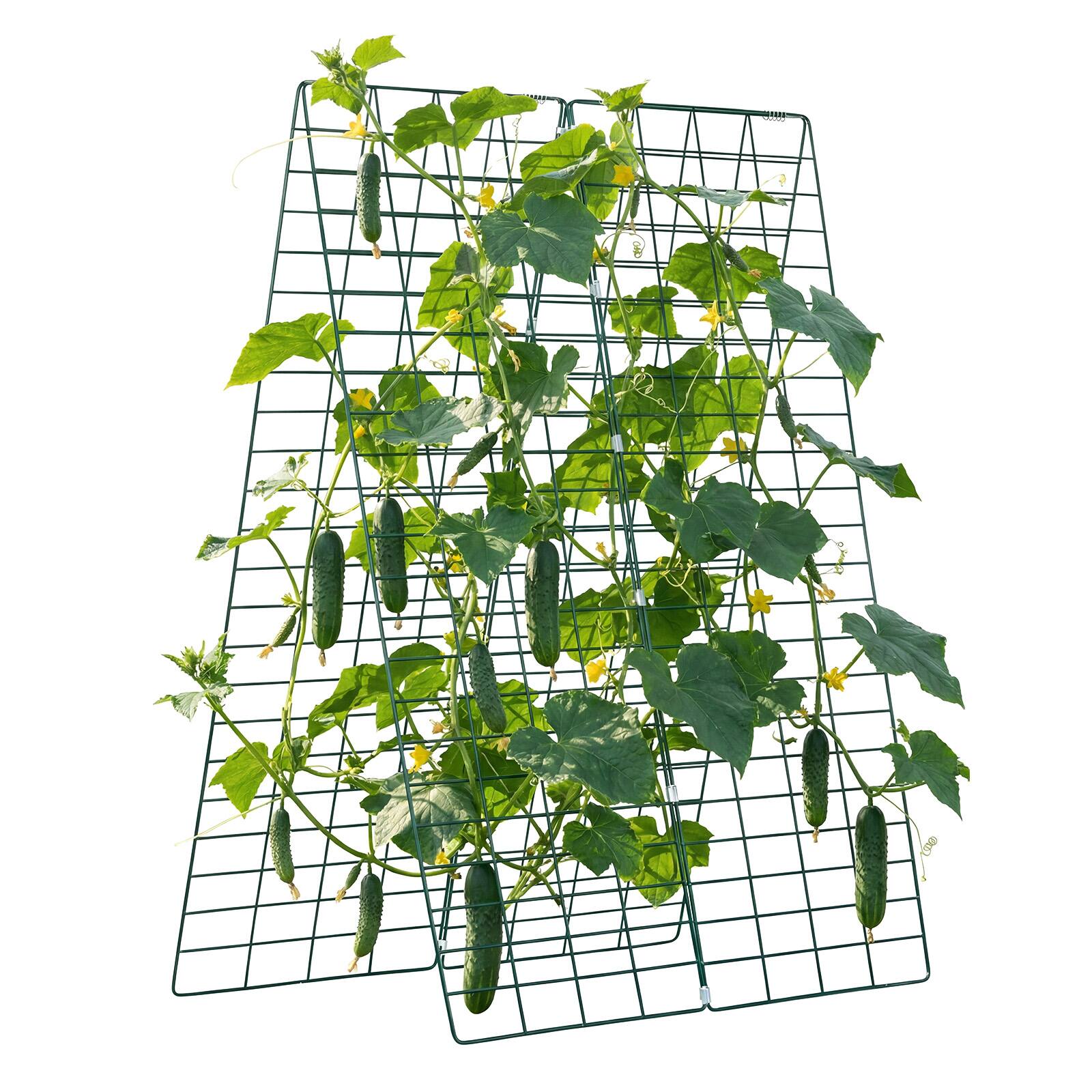 Alt View 5. VEVOR - Cucumber Trellis 4 Pack, A-Frame Garden Trellises for Raised Bed, Metal Rustproof Coating Plant Support for Vine - Green.