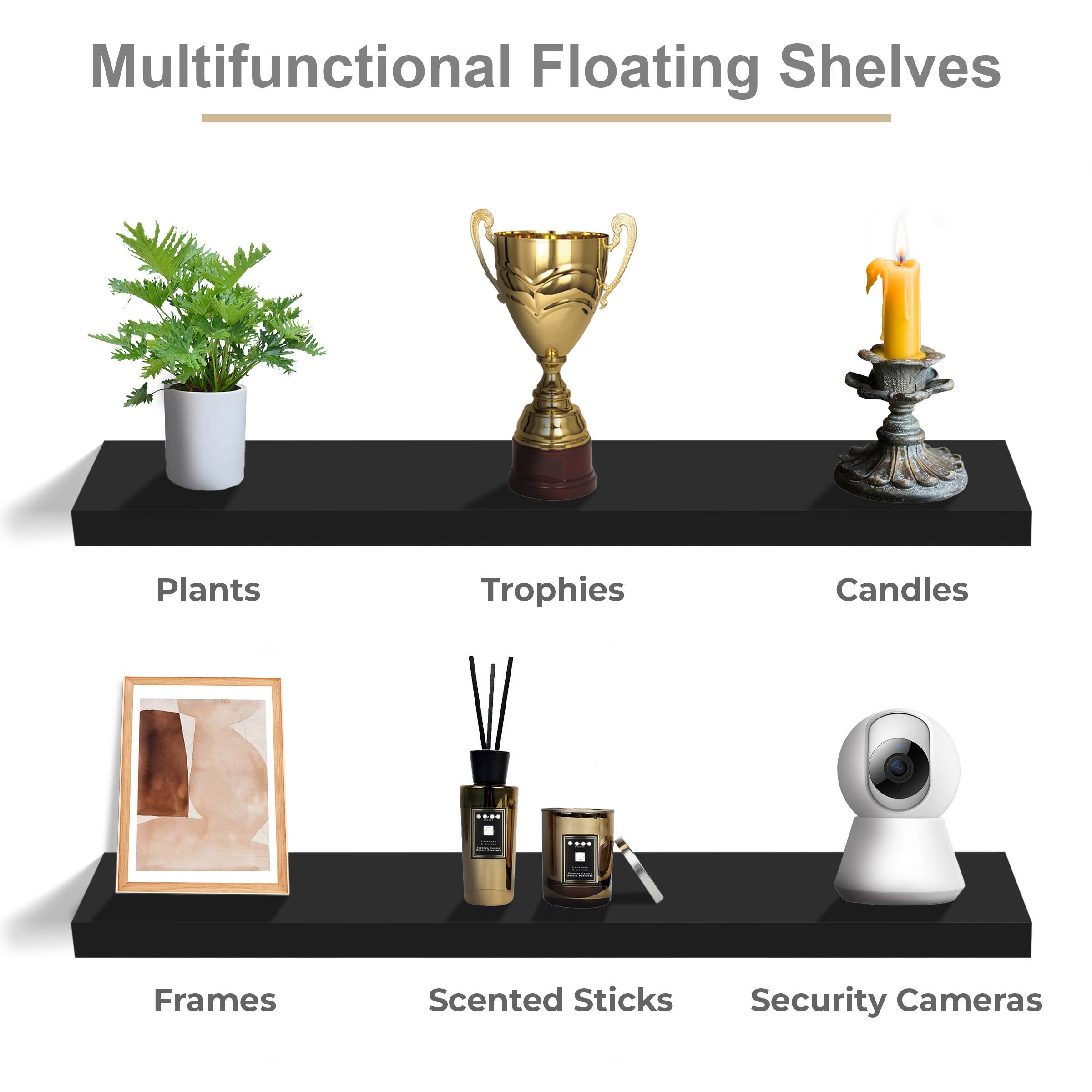 Multifunctional Floating Shelves
Plants, Trophies, Candles
Frames, Scented Sticks, Security Cameras