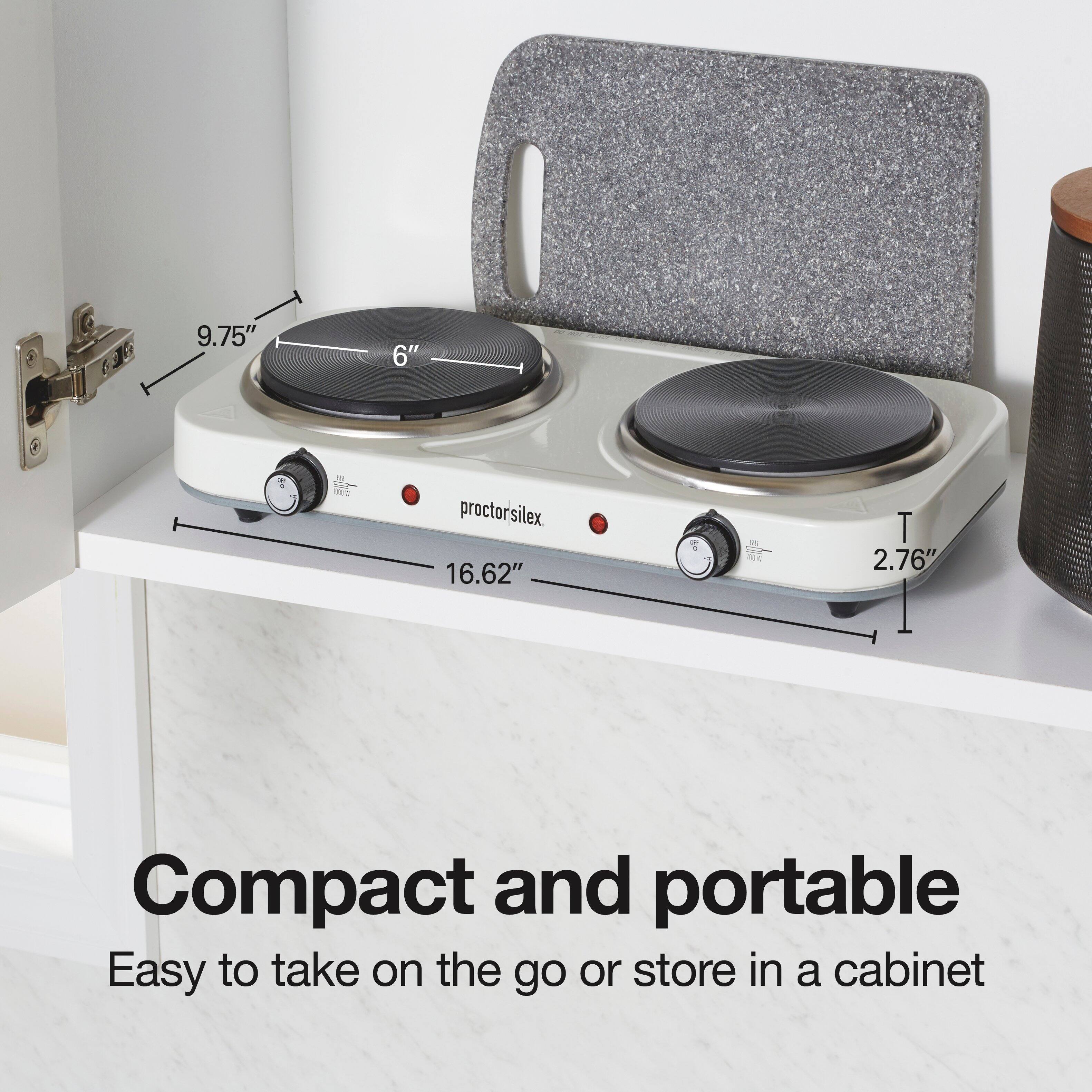 9.75"  
6"  
proctorsilex 16.62"  
T 2.76"  

Compact and portable  
Easy to take on the go or store in a cabinet