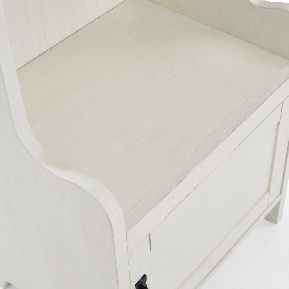 Alt View 2. FurniFact - White Narrow Hall Tree - Distressed White.