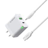 Esoulk - Premium 30W PD USB-C & QC Fast Wall Charger Adapter and 5' Cable For iPad, iPhone 17 16 15 Pro Max - White
