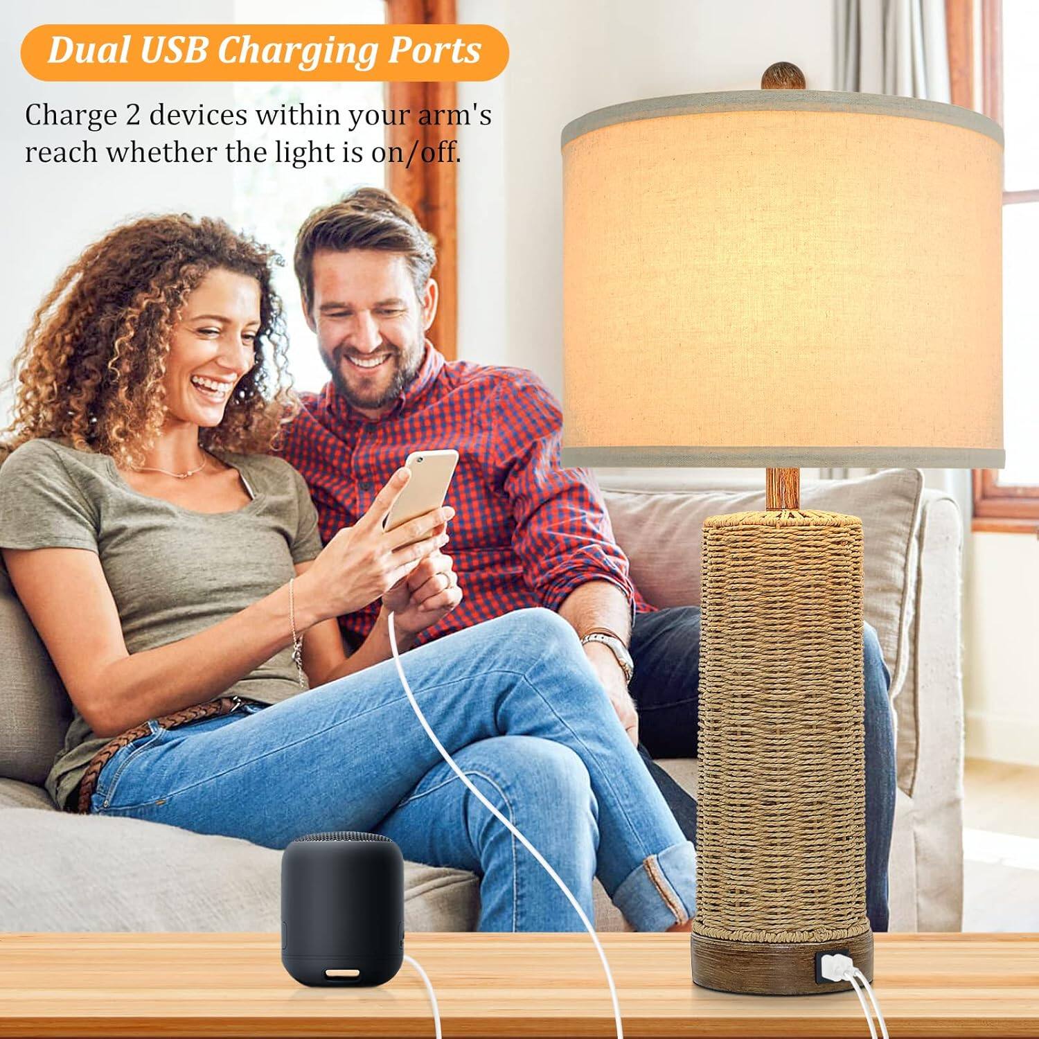 Dual USB Charging Ports  
Charge 2 devices within your arm's reach whether the light is on/off.