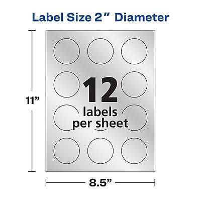 Label Size: 2" Diameter  
11" x 8.5"  
12 labels per sheet