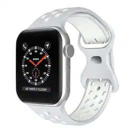 StrapsCo - ColorBlock Active Strap Silicone Rubber Watch Band For Apple Watch - 44mm/45mm/46mm/49mm/Ultra (Short-Medium) - Grey & White