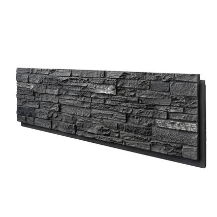 Front. LOVMOR - 1 Pack Faux Stone Wall Covering Panels PU Stone Veneer Interior Exterior Siding for DIY Projects - Roman Black Stone.