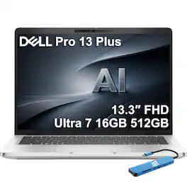 Dell - Pro 13 Plus 13.3" FHD+ Business Laptop - Copilot+ PC - Intel Core Ultra 7 266V 2025 - 16GB Memory - 512GB SSD - Win11Pr - Platinum