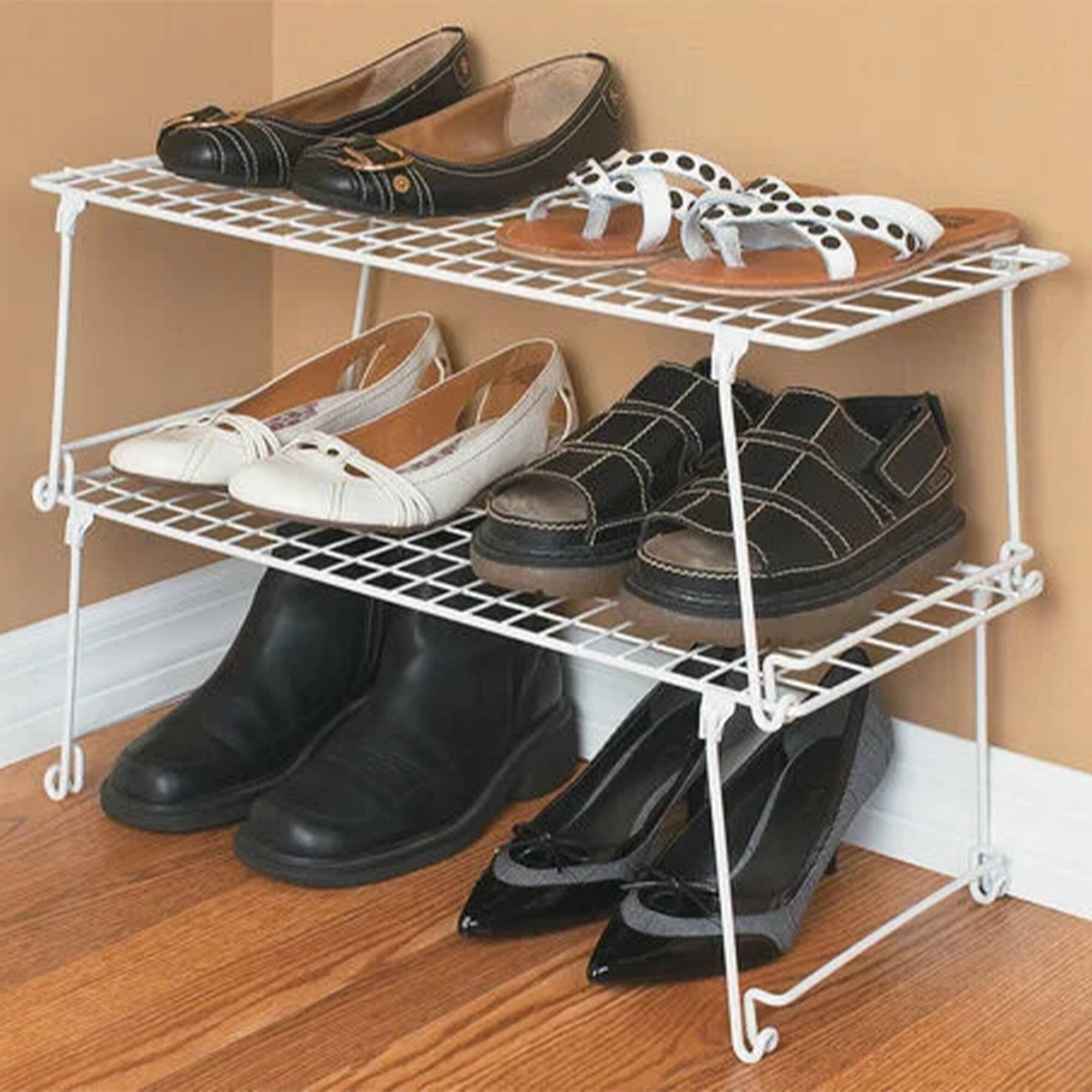 Alt View 4. ClosetMaid - ClosetMaid Stack & Hang 21.5x10.75x7.87'' Stainless Steel Wire Shelf Unit, White - White.