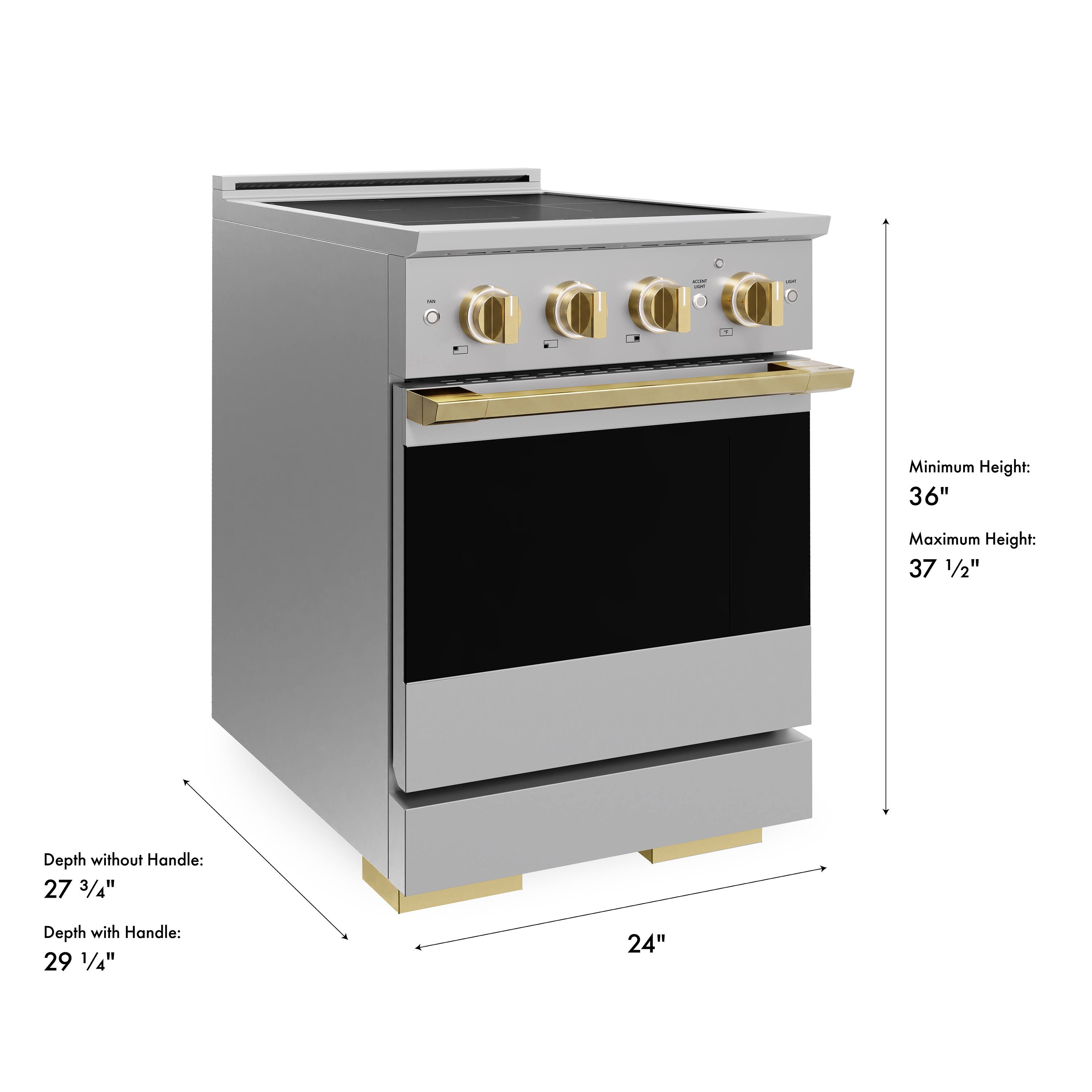 - Minimum Height: 36"
- Maximum Height: 37 1/2"
- Depth without Handle: 27 3/4"
- Depth with Handle: 29 1/4"
- Width: 24"