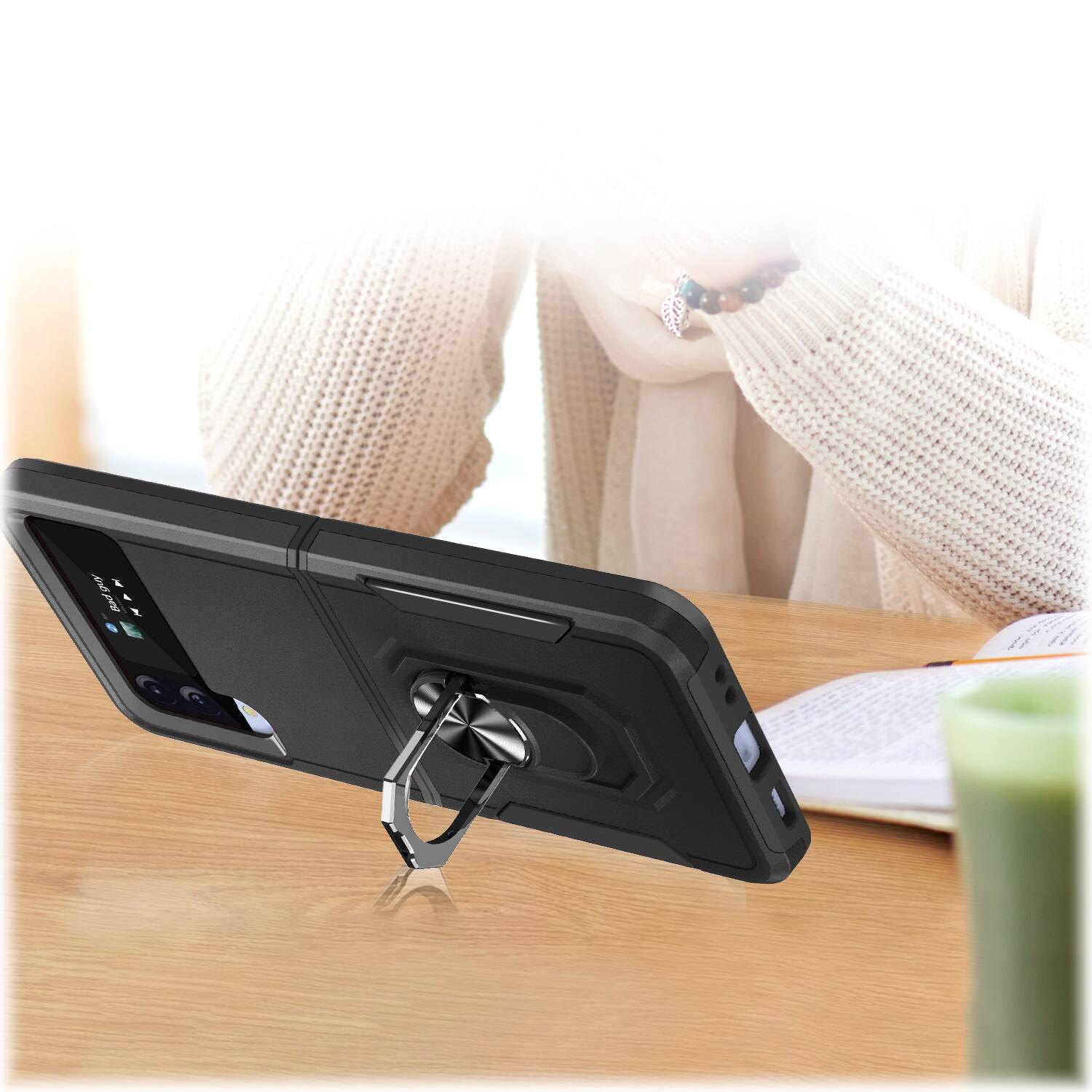 Alt View 15. SaharaCase - Heavy Duty Kickstand Series Case for Samsung Galaxy Z Flip4 - Black.