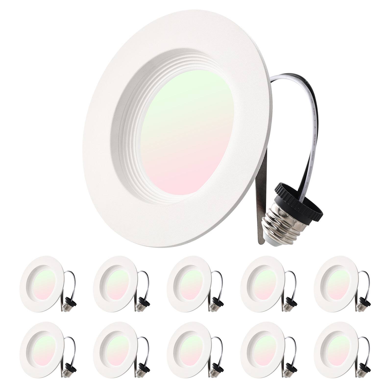 VEVOR - 10 Pack LED Recessed Lighting, 4 Inches, Retrofit Can Lights, 750 LM 9W 120V, Selectable 5CCT 2700K/3000K/3500K/4000K - White